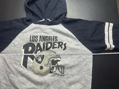 Vintage 80s/90s Los Angeles Raiders Garan Inc. Youth XL Black And Gray Hoodie
