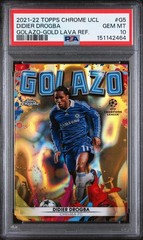 2021 Topps Chrome UEFA Champions League Golazo Didier Drogba Gold Lava PSA 10