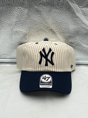 New York Yankees MLB &rsquo;47 Brand Natural Pinstripe TwoTone Clean Up Adjustable Hat
