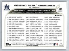 2022 Topps #399 Fenway Park Fireworks Gold Foil