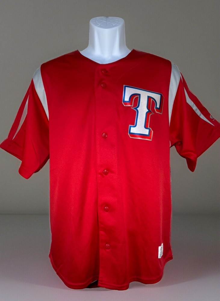MLB Texas Rangers Large Button Down Jersey Shirt True Fan Officially License 546