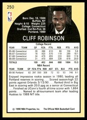 Cliff Robinson 1990-91 Hoops #250 Rookie Portland Trail Blazers