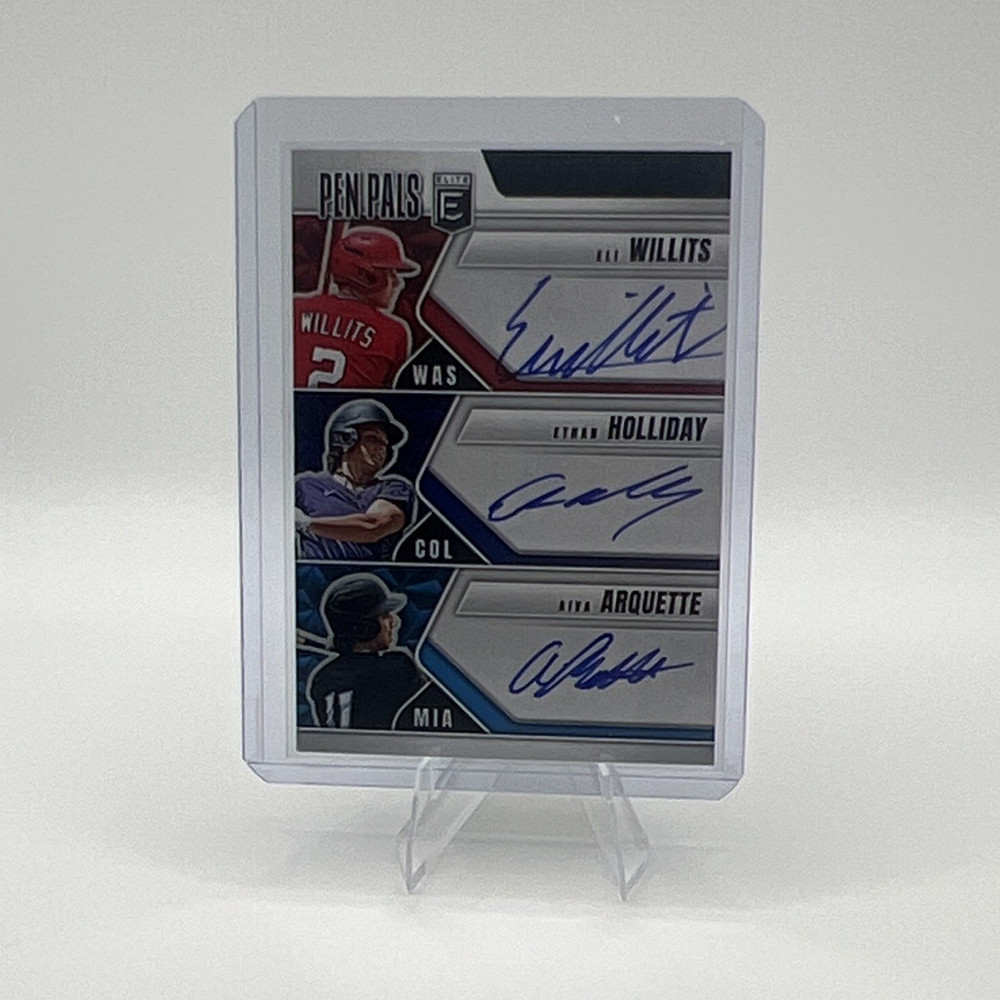 2026 Panini Elite Baseball Pen Pals Triple Auto Willits Holliday Arquette