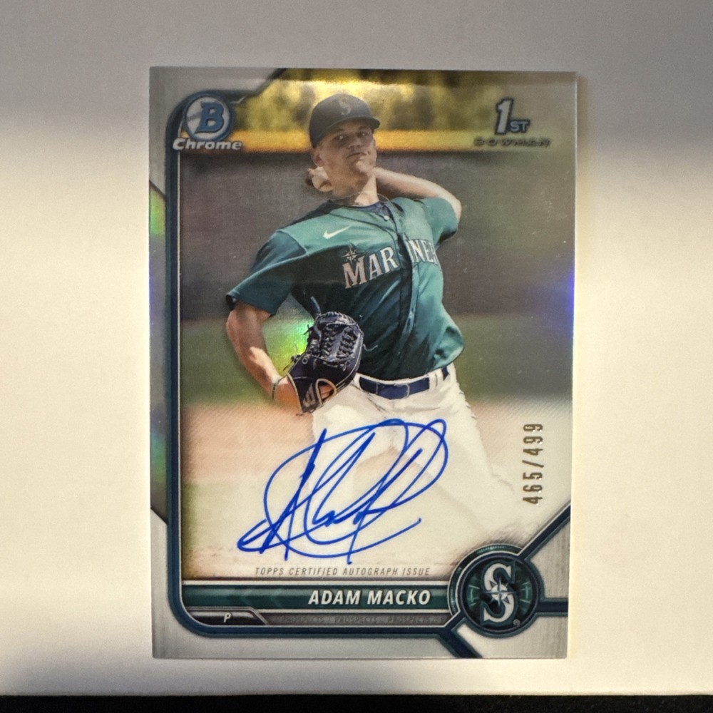 2022 Bowman Adam Macko 1st Chrome On CardAuto Refractor /499! Mariners Prospect