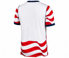 USA Soccer Jersey Red White Patriotic Wave Pattern Football Fan Shirt Moisture
