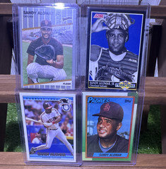 Sandy Alomar Jr. 4 Card Lot – ‘89 Fleer RC, ‘90 Topps, ‘91 Donruss, ‘91 Score