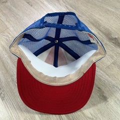 VTG Philadelphia 76ers Snapback Hat NBA AJD Stripe White Red Trucker Cap USA