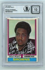 Greg Pruitt 1974 Topps #110 Signed Rookie RC w/ 2 Insc. Beckett BGS 10 Auto