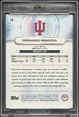 Fernando Mendoza RARE ROOKIE RC CHROME INVESTMENT CARD INDIANA HEISMAN MINT