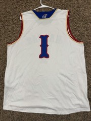 Adidas Kansas Jayhawks #1 Basketball Jersey White Blue Red Men’s XL
