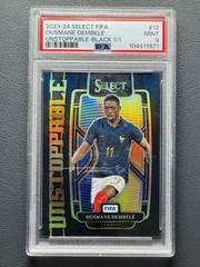 2023-24 Panini Select FIFA Ousmane Dembele #12 Unstoppable Black Prizm 1/1 PSA9