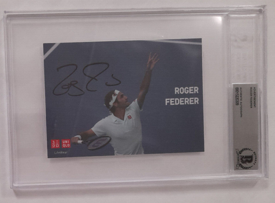 Roger Federer BAS/BGS Signed Auto Autograph UNIQLO Post Card Postcard