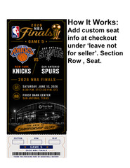 NY Knicks Vs SA Spurs NBA Finals Game 5 Commemorative Ticket Stub Custom