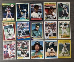 Rickey Henderson Baseball 76 Card Lot Topps Donruss Fleer Yankees Athletics