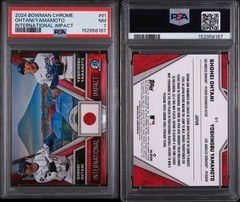 SHOHEI OHTANI YAMAMOTO 2024 BOWMAN CHROME INTERNATIONAL IMPACT II1 INSERT PSA 7