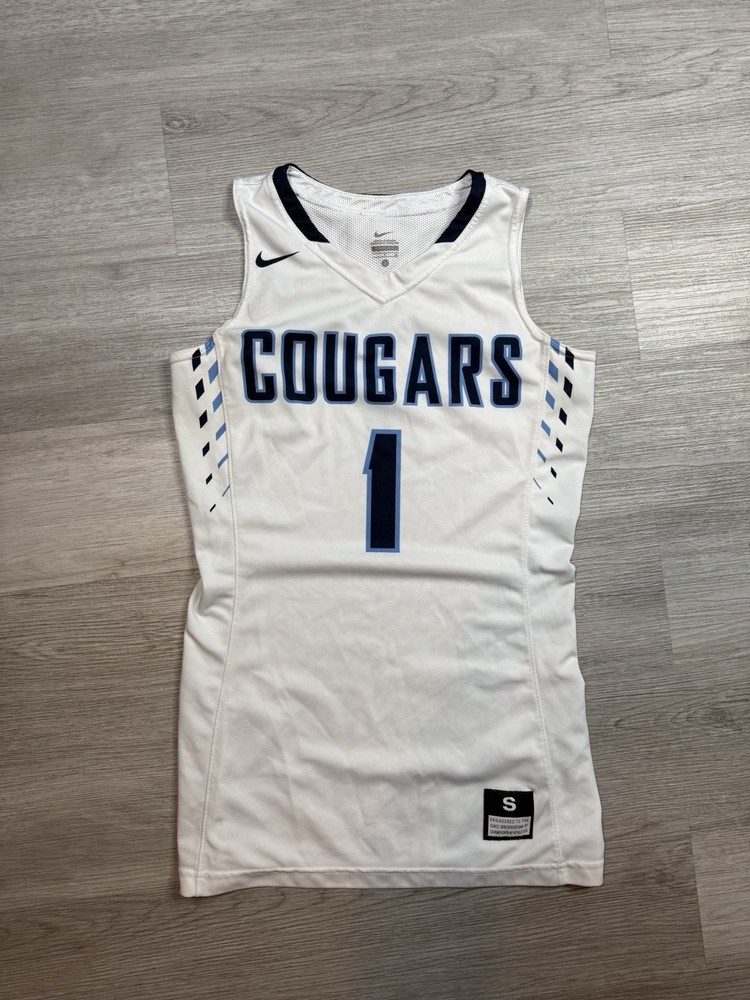 Nike white & navy blue basketball jersey &lsquo;COUGARS size small women’s