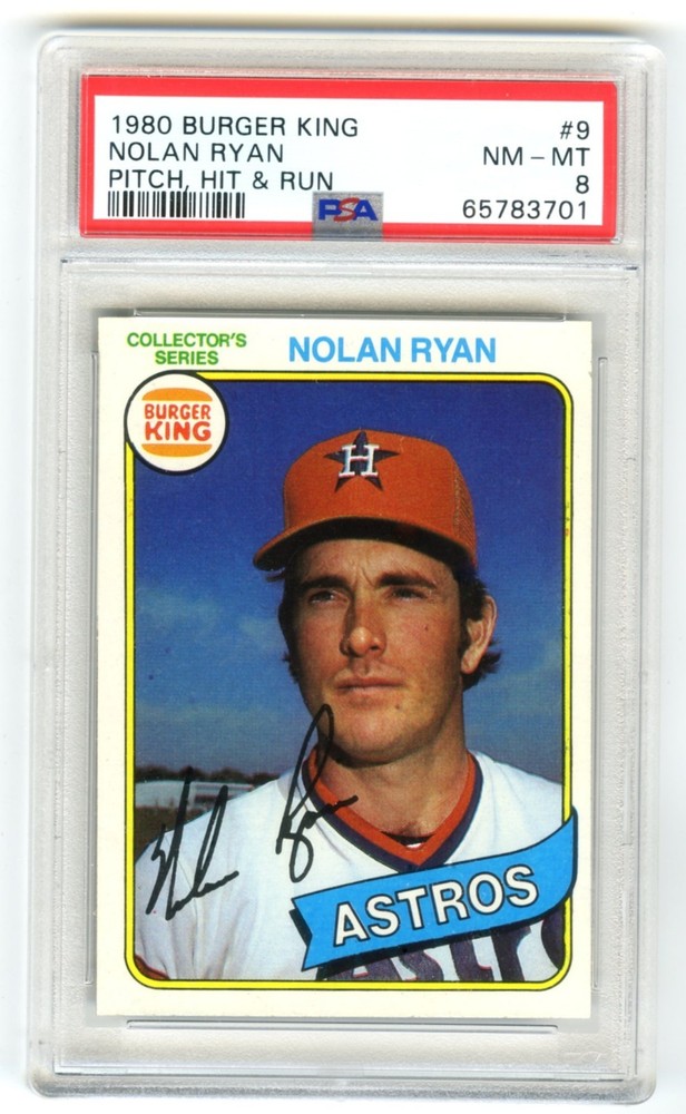 NOLAN RYAN~RARE 1980 TOPPS BURGER KING PITCH,HIT & RUN PSA-8 NM-MT GRADED CARD#9