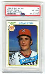 NOLAN RYAN~RARE 1980 TOPPS BURGER KING PITCH,HIT & RUN PSA-8 NM-MT GRADED CARD#9