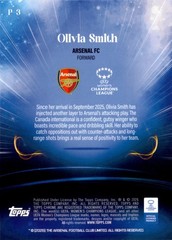 Olivia Smith 2025-26 Topps Chrome Women&rsquo;s Poetic Precision Purple Arsenal #33/75