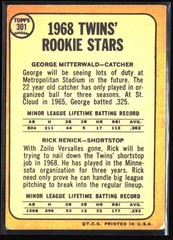 1968 Topps #301 Twins 1968 Rookie Stars (George Mitterwald / Rick Renick)