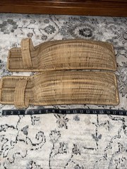 Pair of Jai Alai Cesta Coated Wicker Woven Basket Scoop Vintage Decor