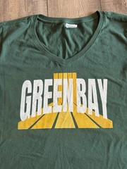 Green Bay Packers V-Neck T-Shirt Womens Size XXL Port Authority