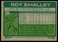 1977 Topps Roy Smalley 66 Minnesota Twins