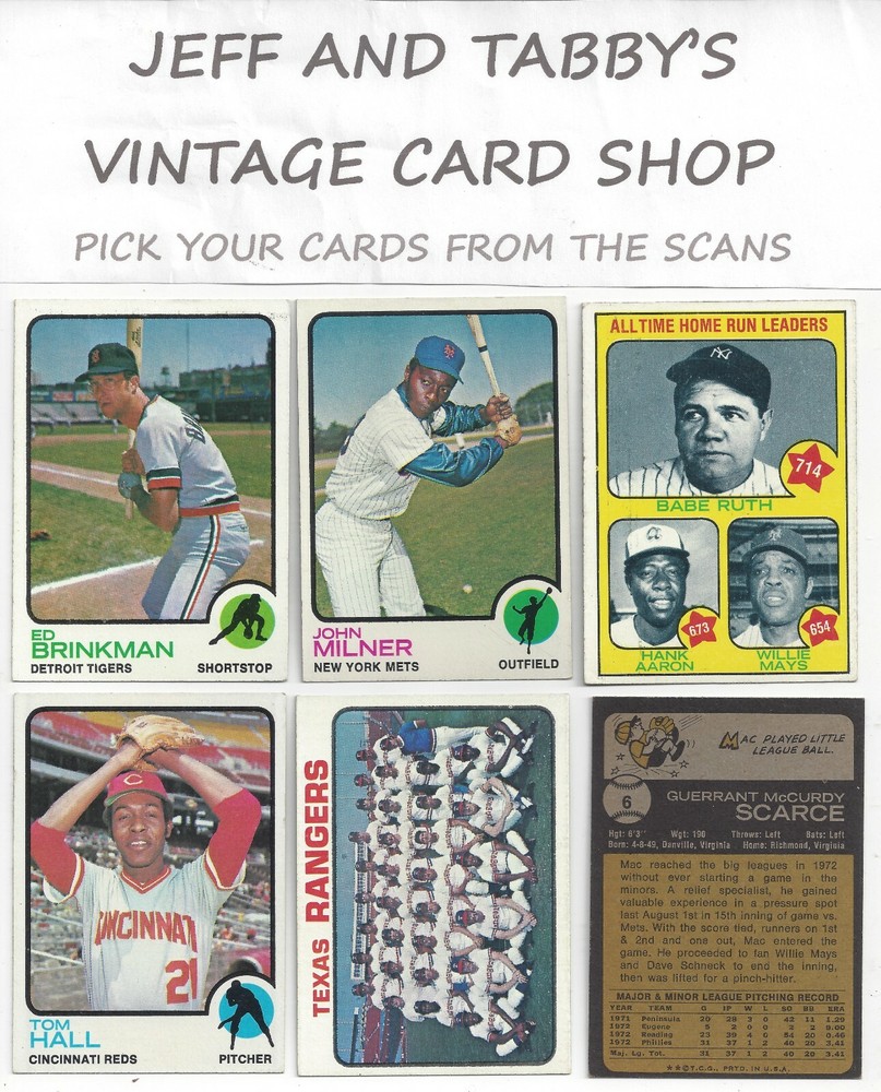 1973 TOPPS BASEBALL 321 TO 500 / SEE DROP DOWN MENU FOR CARD YOU WILL RECEIVE.