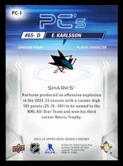 2023-24 Upper Deck #PC-1 Erik Karlsson PC&rsquo;s Sparkle San Jose Sharks