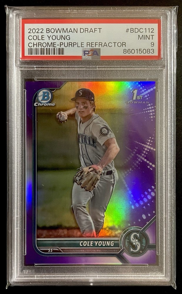 Cole Young 2022 Bowman Draft Chrome Purple Refractor /250 PSA 9 Rookie RC BDC112