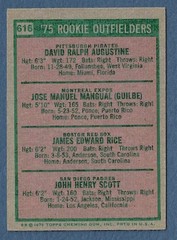 1975 TOPPS ROOKIE OUTFIELDERS #616 RC JIM RICE JOHN SCOTT PEPE MANGUAL AUGUSTINE