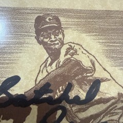 1948 SATCHEL PAIGE SIGNED CLEVELAND INDIANS Drawing 4×6”