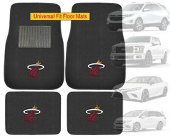 NEW 8PC NBA Miami Heat Car Truck Front Back Floor Mats Steering Wheel Cover MORE