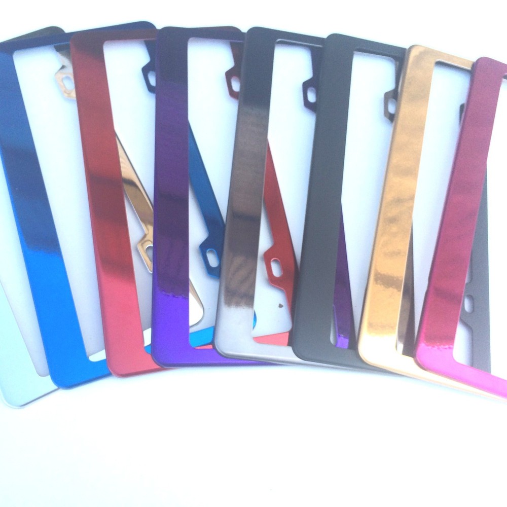 Stainless Steel Polish Black Red Blue Purple Hot Pink License Plate Holder Frame