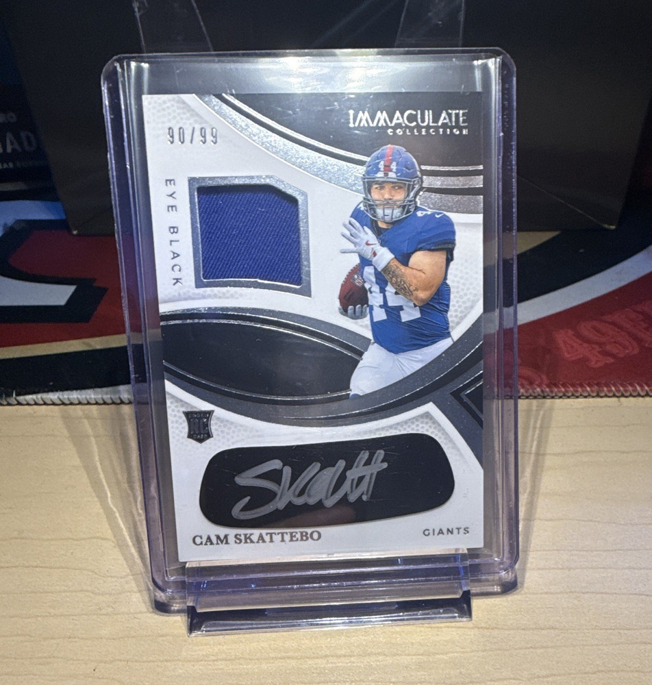 Panini 2025 Immaculate Eye Black Jersey Auto Cam Skattebo Giants /99