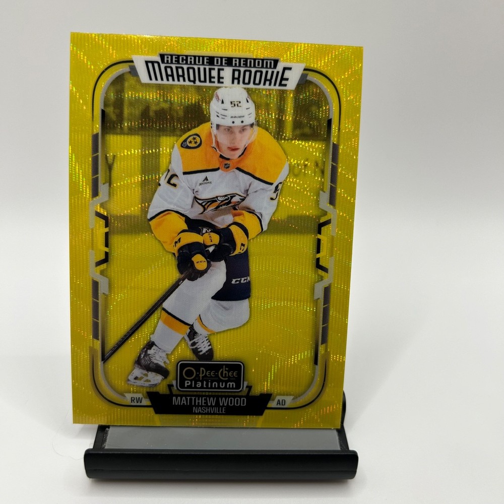 2025-26 O-Pee-Chee Platinum #233 Matthew Wood Neon Yellow Surge RC Predators