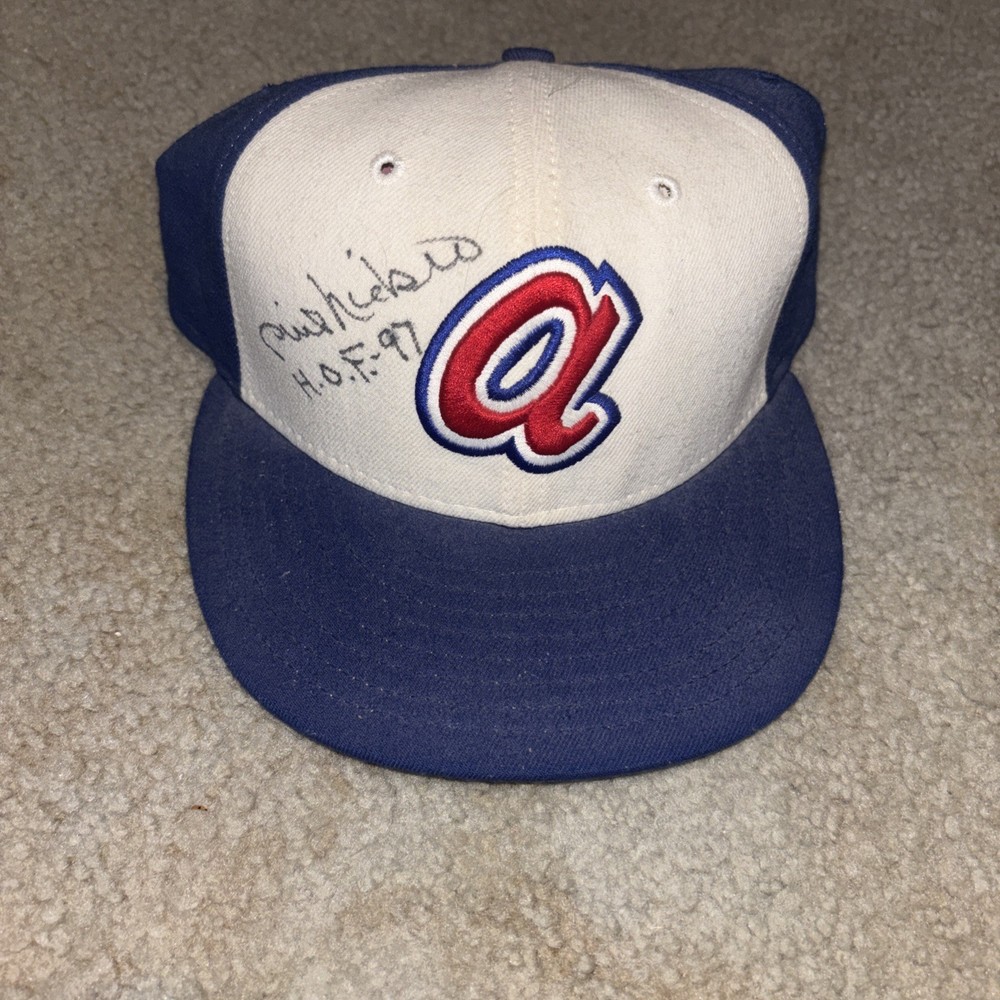 PHIL NIEKRO HOF 97CLUB ATL BRAVES SIGNED AUTO VINTAGE New era CAP HAT JSA