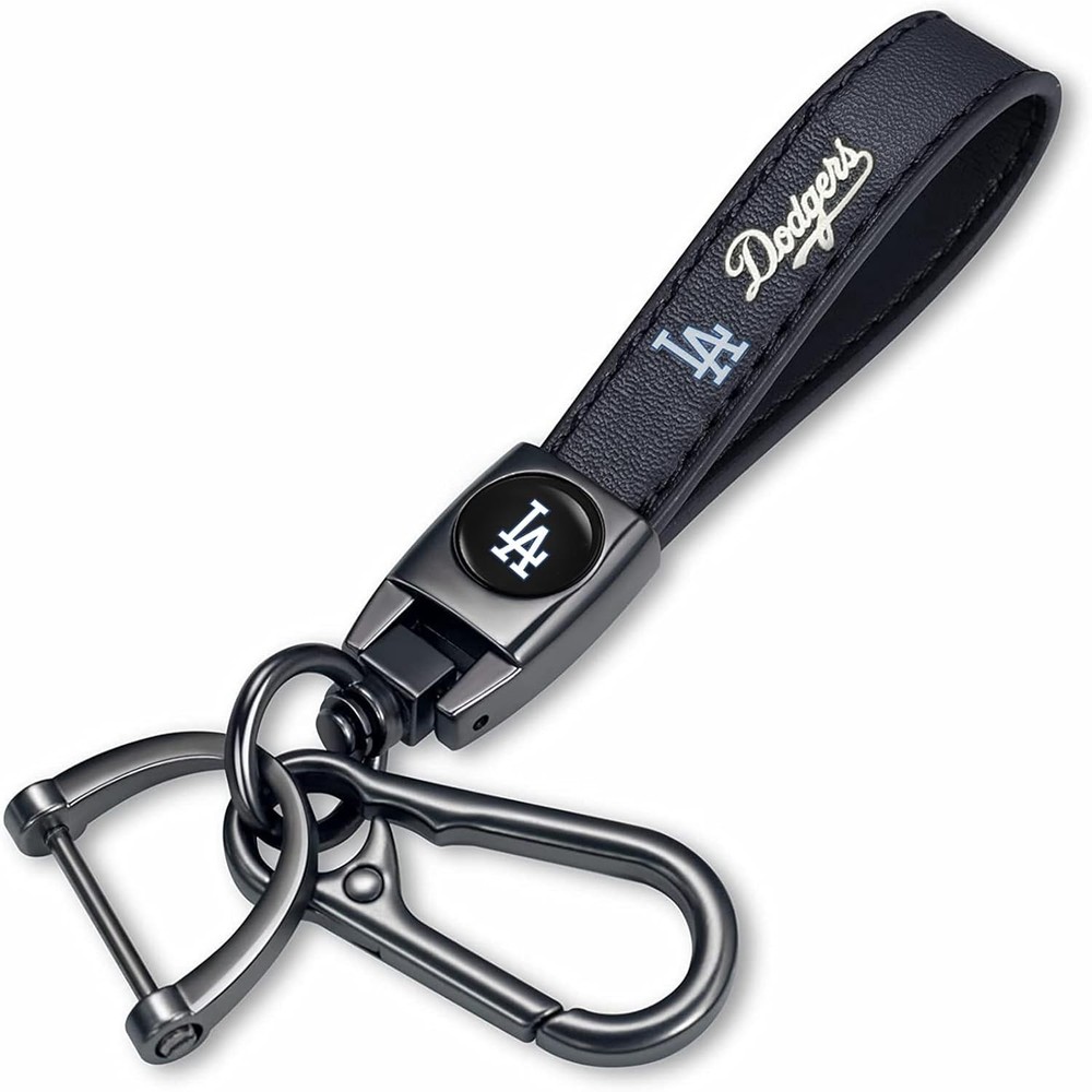 Genuine Leather Baseball Key Chain Compatible with Los Angeles Dodgers Baseball