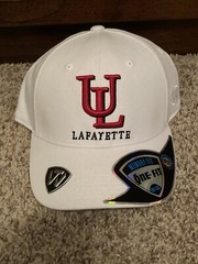 UL Louisiana Hat Cap Fitted M/L White Red Top of the World Memory Fit NCAA New