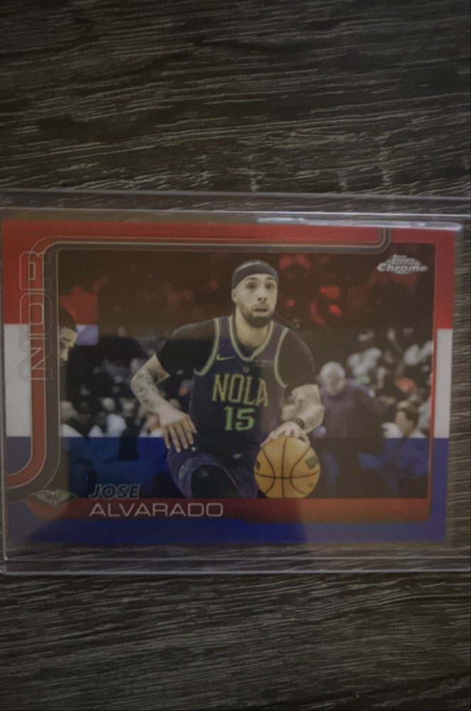 2025-26 Topps Chrome – Jose Alvarado #144 Red White & Blue Refractor