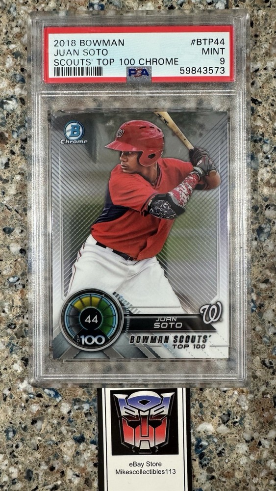 2018 Bowman JUAN SOTO Scouts Top 100 Chrome RC #BTP44 Mets Nationals Yanks PSA 9
