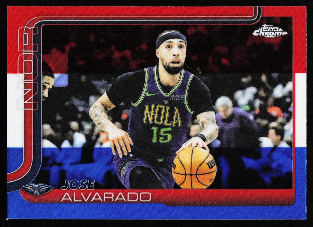 2025-26 Topps Chrome #144 Jose Alvarado Red White and Blue Refractor