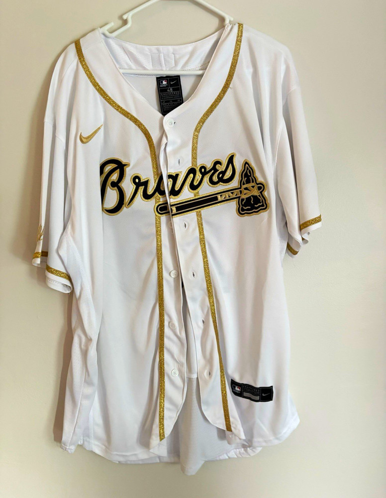 Ronald Acuña Jr. #13 Atlanta Braves Nike Gold White MLB Jersey Size 48 BRAND NEW