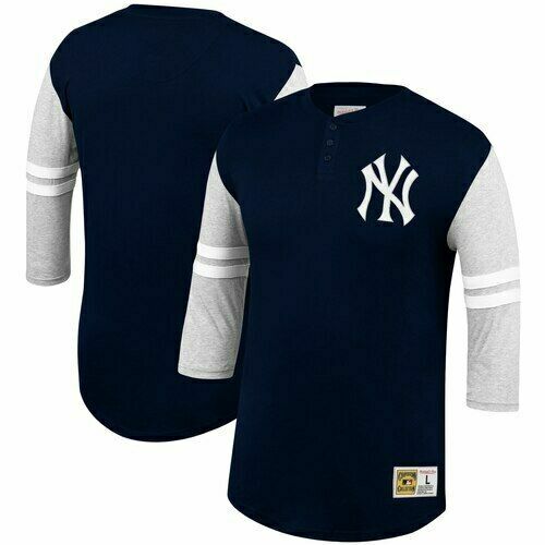 NEW YORK YANKEES Mitchell & Ness 3/4 PLUS SIZE Sleeve Jersey Shirt Big and Tall