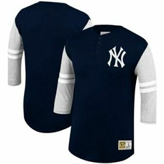 NEW YORK YANKEES Mitchell & Ness 3/4 PLUS SIZE Sleeve Jersey Shirt Big and Tall