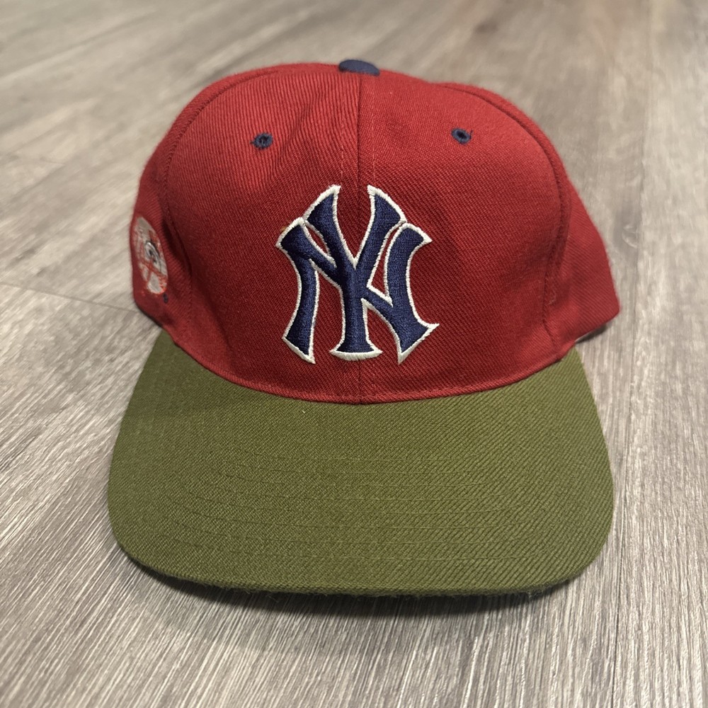 Rare American Needle Vintage Yankees NY Red Green 100% Wool Hat Clean
