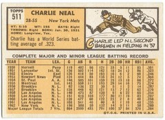 1963 Topps Charlie Neal #511 – Semi-High # Sharp Image