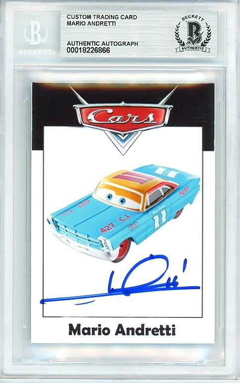 CARS -MARIO ANDRETTI- Beckett Signed/Autograph/Auto DISNEY/PIXAR Racing Card