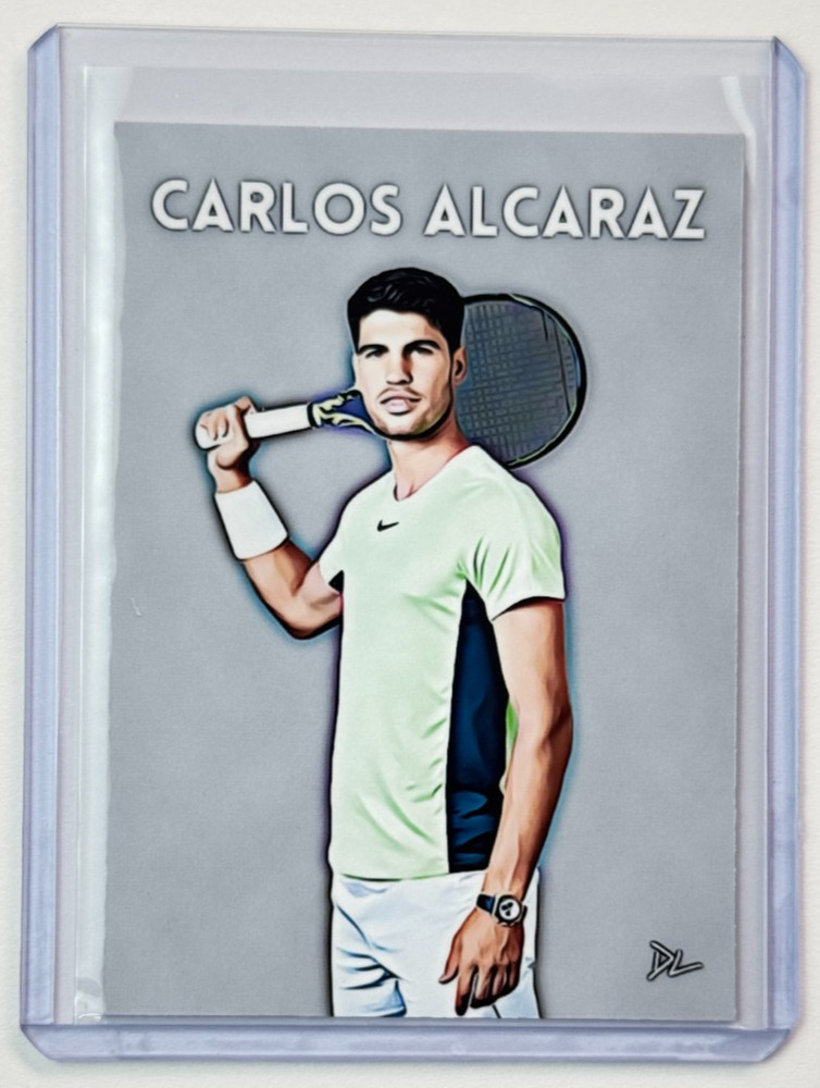 Carlos Alcaraz Limited Edition Artist Signed Tennis Superstar Trading Card 1/10