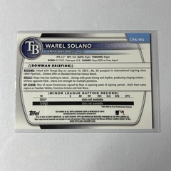 2025 Bowman Chrome – Prospect Autographs Warel Solano,#CPA-WS